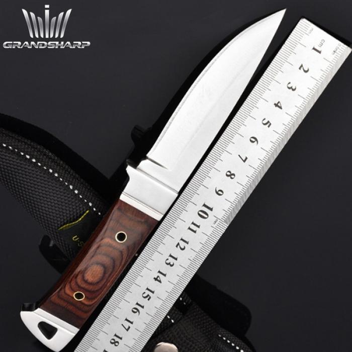 Knife Sanjia K90 Full Tang Fixed Blade Hunting Knife with Nylon Sheath